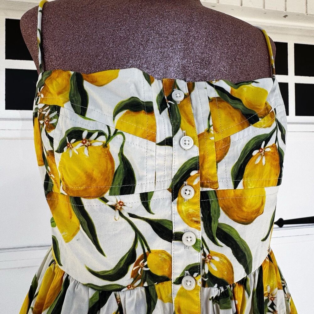 J.Crew a line midi Lemon limoncello Print Sleeveless Dress Sz 8 Sundress Cotton - Picture 4 of 14